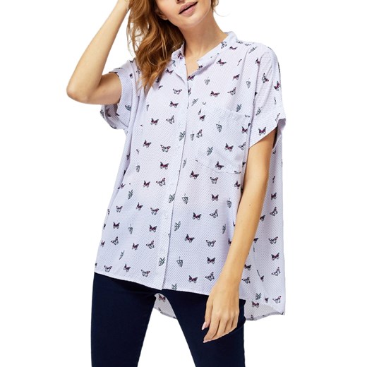 Koszula damska Moodo bez kołnierzyka z krótkim rękawem w abstrakcyjne wzory 