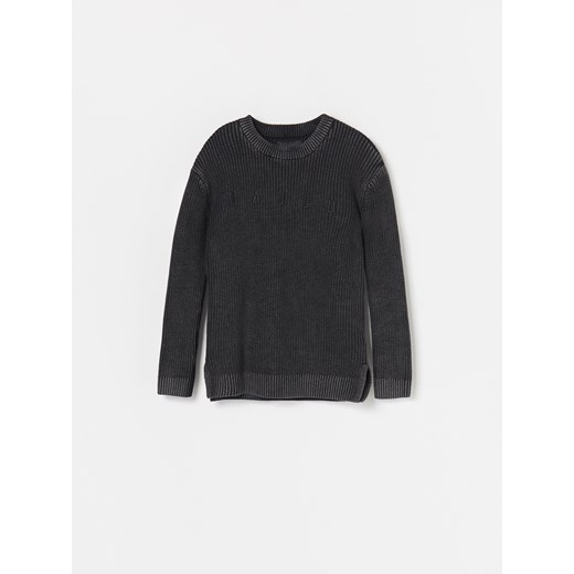 Reserved - Bawełniany sweter z efektem sprania - Czarny  Reserved 134 