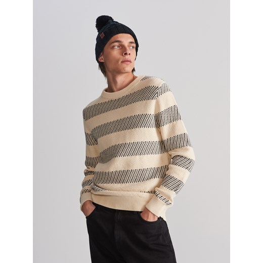 Reserved - Bawełniany sweter w paski - Kremowy  Reserved XL 