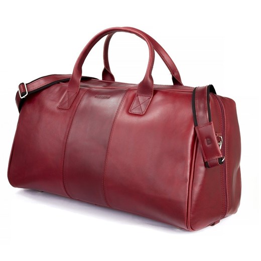 Podróżna torba na ramię ze skóry brodrene r10 czerwony smooth leather