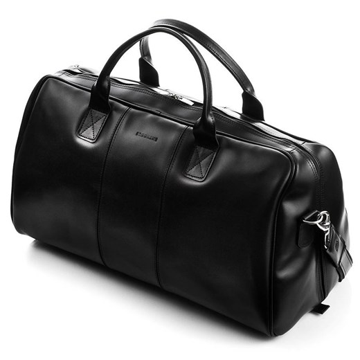 Podróżna torba na ramię ze skóry brodrene r10 czarny smooth leather