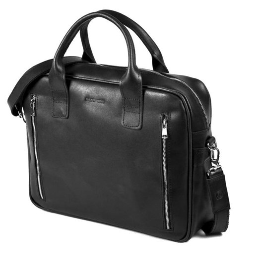 Skórzana torba na ramię na laptop brodrene r02 czarny, Kolor wnętrza: Czarny