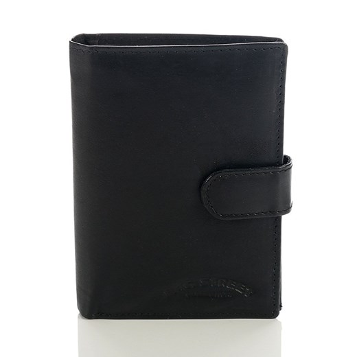 Czarny skórzany klasyczny męski portfel z patką