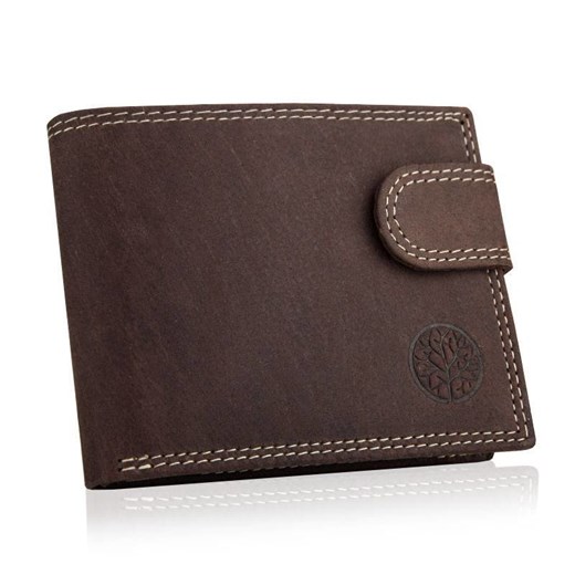 Skórzany męski portfel betlewski na patkę rfid BPM-ND-72 brązowy