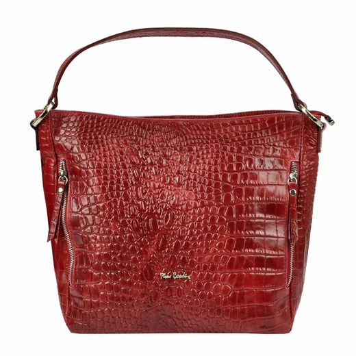 Shopper bag czerwona Pierre Cardin bez dodatków 