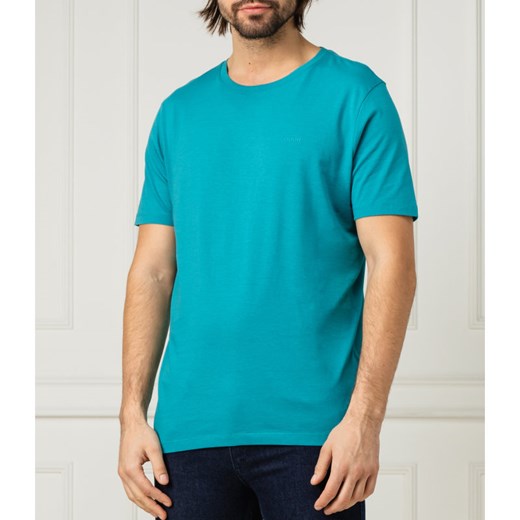 T-shirt męski niebieski Hugo Boss na wiosnę z krótkim rękawem 