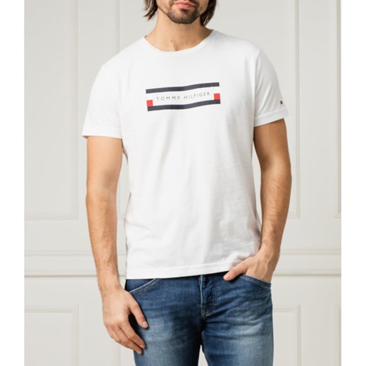 Tommy Hilfiger t-shirt męski z napisem na wiosnę z krótkim rękawem 