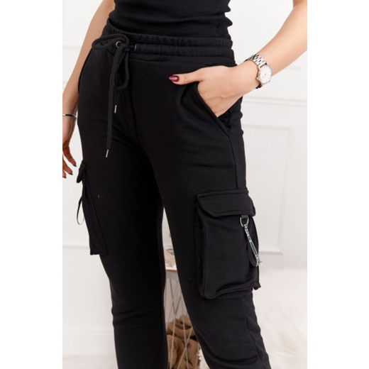Sportowe spodnie damskie bojówki czarne BB24465  fasardi M fasardi.com