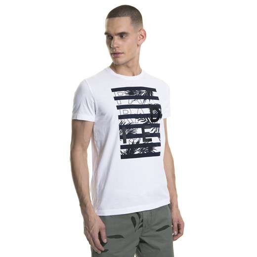 T-shirt męski biały BIG STAR z krótkimi rękawami w nadruki 