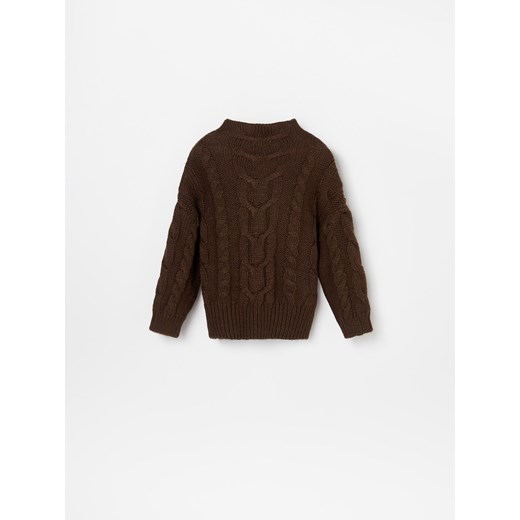 Reserved - Sweter z warkoczowym splotem - Brązowy  Reserved 140 