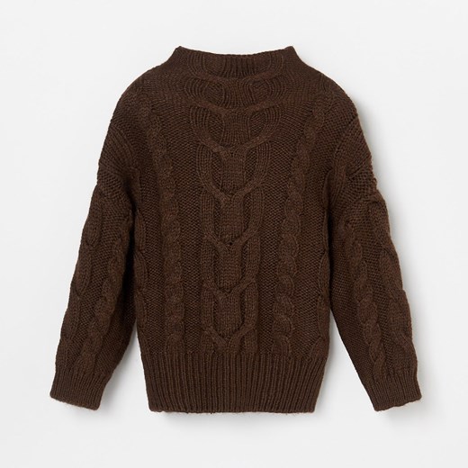 Reserved - Sweter z warkoczowym splotem - Brązowy  Reserved 146 