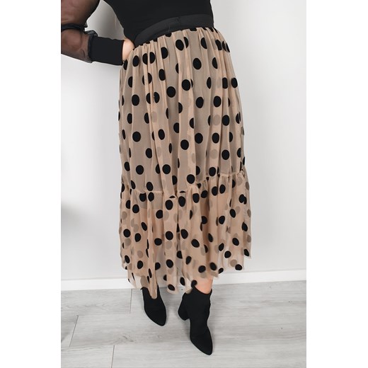 Spódnica tiulowa w grochy BEŻOWA uniwersalny MON BOUTIQUE