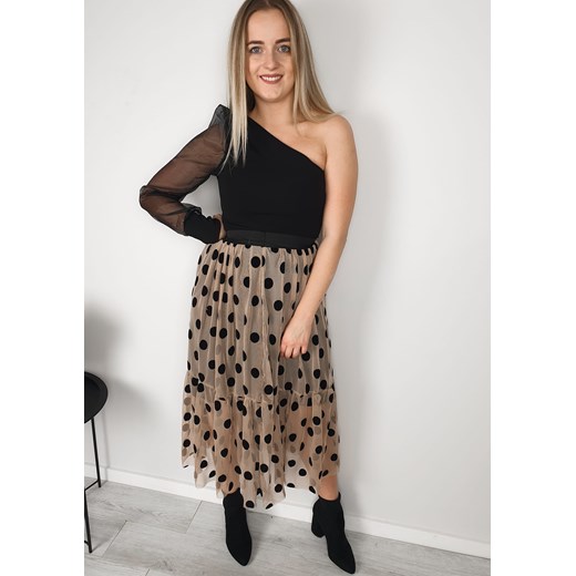 Spódnica tiulowa w grochy BEŻOWA uniwersalny MON BOUTIQUE