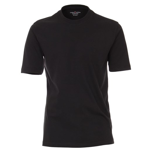 T-shirt męski Casamoda czarny z krótkim rękawem gładki 
