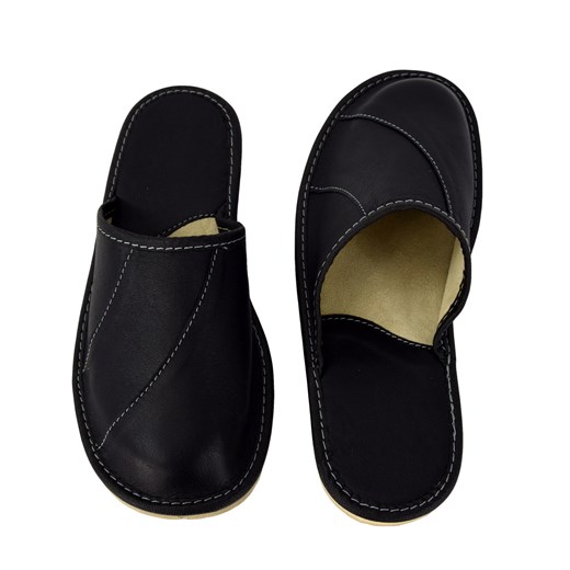 Skórzane pantofle męskie ze sklepu JK-Collection w kategorii Kapcie męskie - zdjęcie 78498439