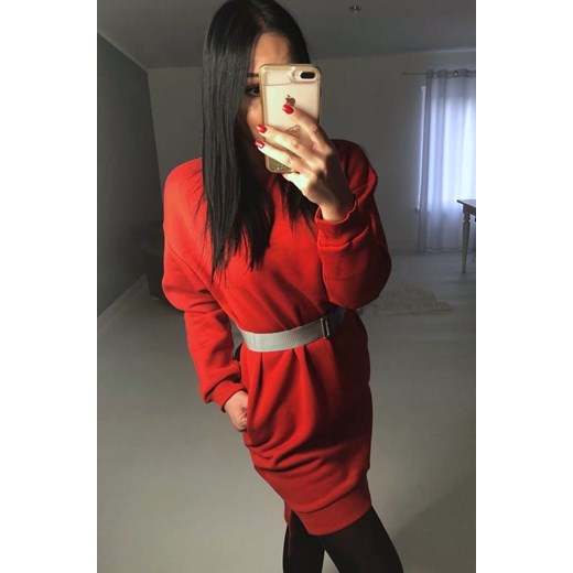 Sukienka Sweatshirt Red  By Mięta One Size Avenue M