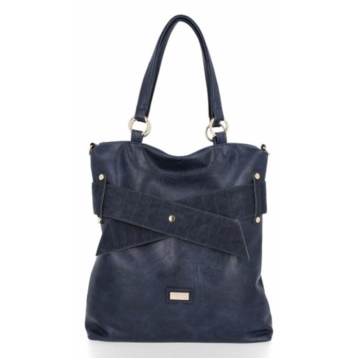 Shopper bag Conci niebieska bez dodatków na ramię duża 