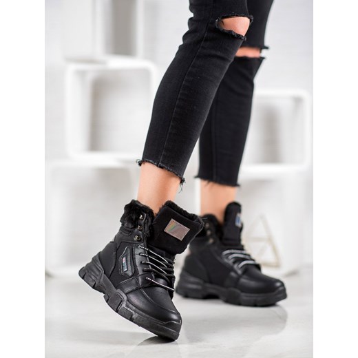 Buty sportowe damskie CzasNaButy wiązane na platformie bez wzorów 