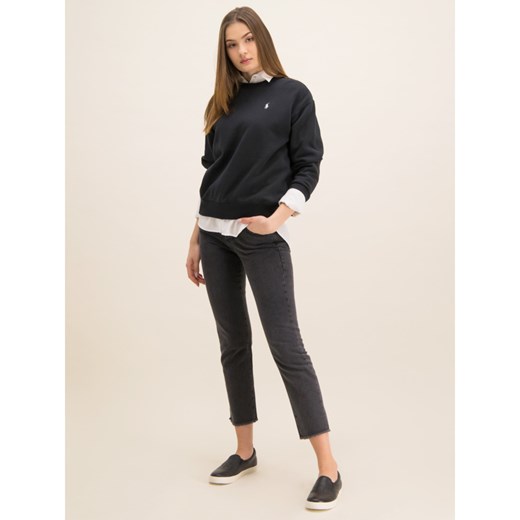 Bluza damska czarna Polo Ralph Lauren krótka z aplikacją 
