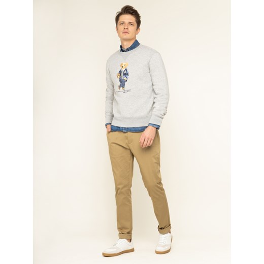 Bluza męska Polo Ralph Lauren szara w stylu młodzieżowym z napisami 