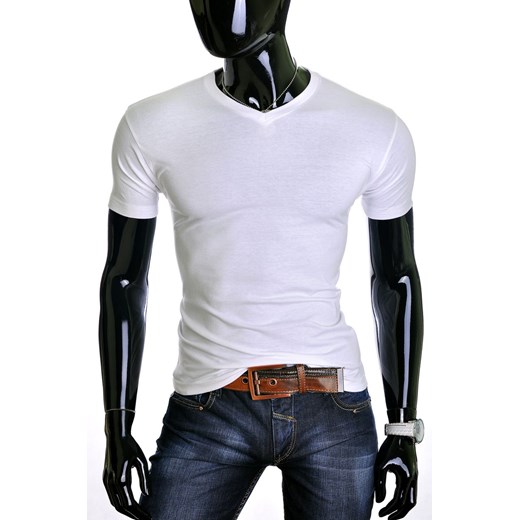 Męska koszulka t-shirt v-neck - biała ze sklepu Risardi w kategorii T-shirty męskie - zdjęcie 78645999