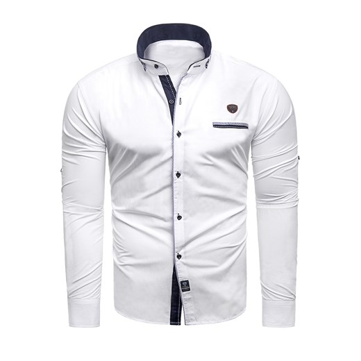 Koszula męska długi rękaw rl08 - biały ze sklepu Risardi w kategorii Koszule męskie - zdjęcie 78646375