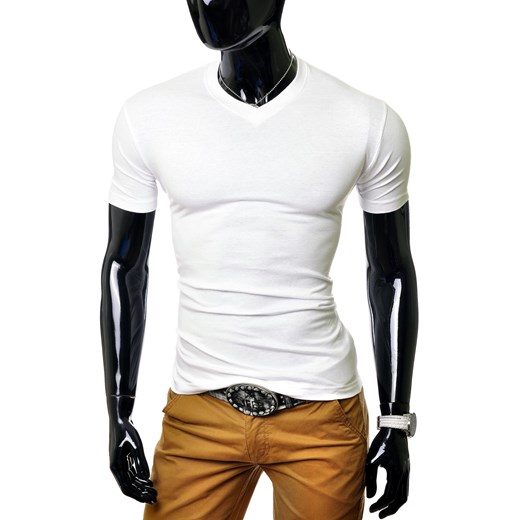 Męska koszulka t-shirt v-neck - biała ze sklepu Risardi w kategorii T-shirty męskie - zdjęcie 78647286