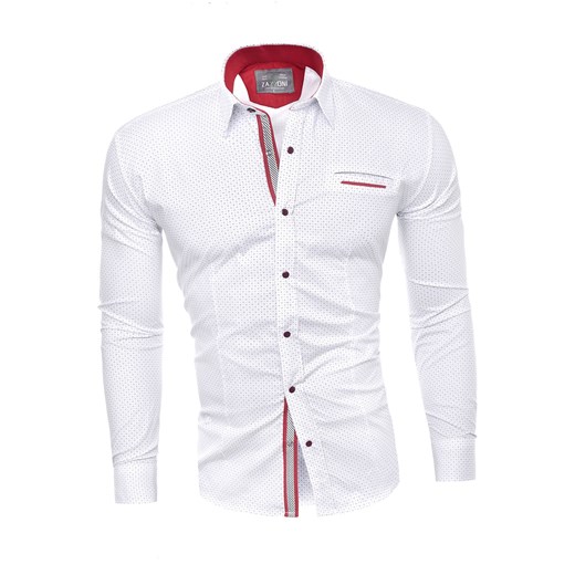 Koszula męska długi rękaw rl37 - biała ze sklepu Risardi w kategorii Koszule męskie - zdjęcie 78647329