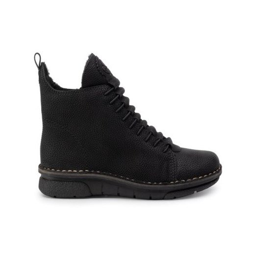Sneakersy damskie Rieker casual czarne wiązane bez wzorów na platformie 