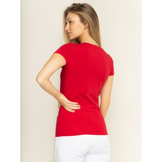Bluzka damska czerwona Armani Exchange z okrągłym dekoltem 