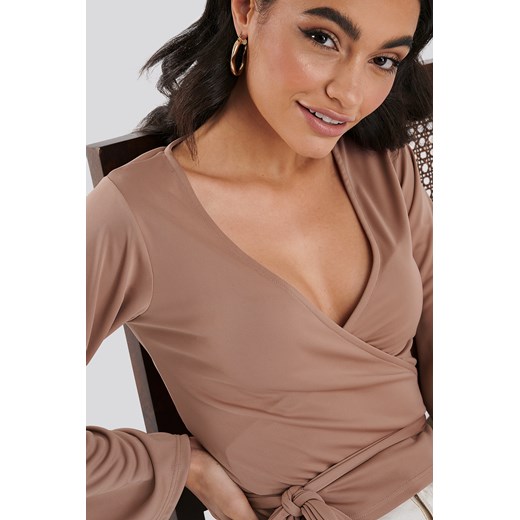 NA-KD Trend Bell Sleeve Wrap Tie Blouse - Pink  NA-KD Trend XXL NA-KD