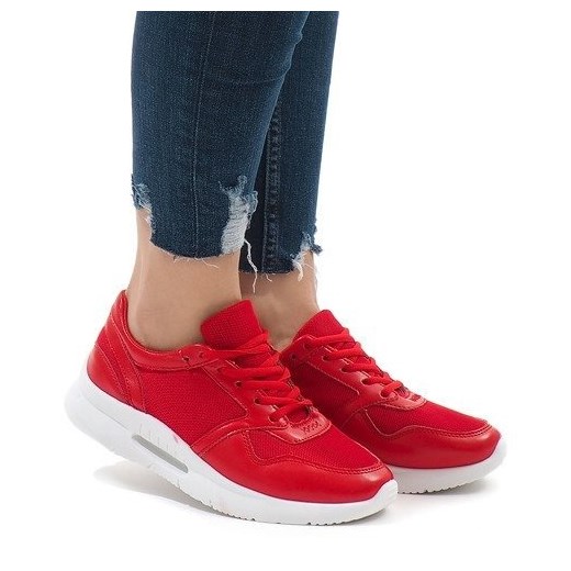 Czerwone modne obuwie sportowe LS180406