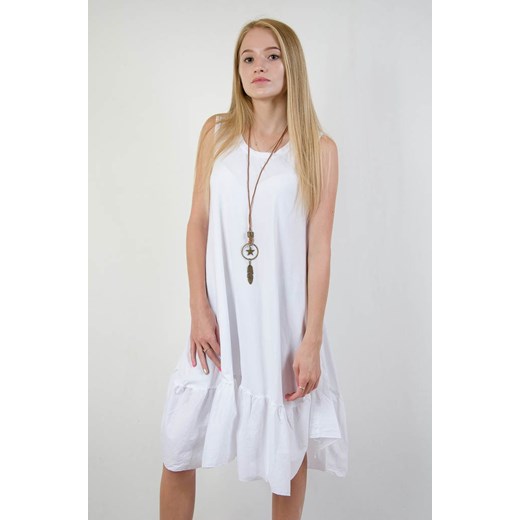 Sukienka Olika bez wzorów biała mini z okrągłym dekoltem 