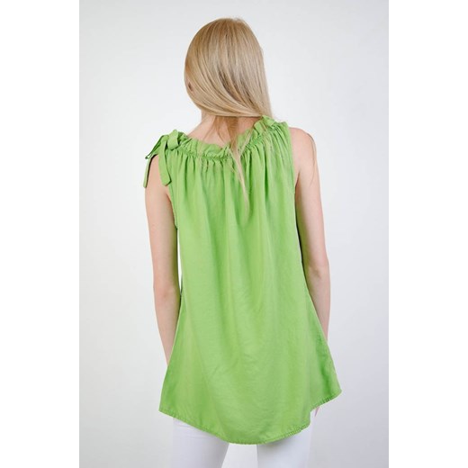 Olika bluzka damska z okrągłym dekoltem zielona bez rękawów bez wzorów casual 
