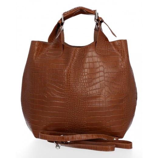 Shopper bag Vittoria Gotti skórzana z tłoczeniem 