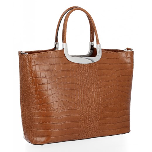 Vittoria Gotti shopper bag elegancka z tłoczeniem skórzana 