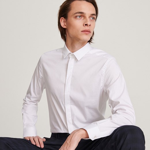 Reserved - Gładka koszula super slim fit - Biały Reserved  S 