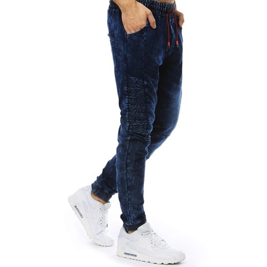 Spodnie męskie denim look joggery granatowe (ux2206) Dstreet  L promocja  
