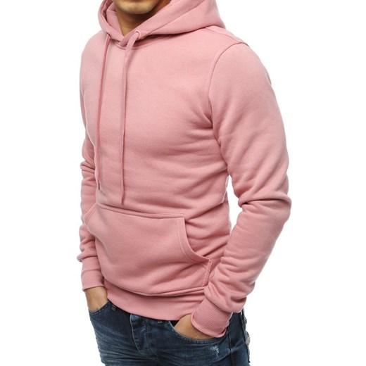 Bluza męska z kapturem różowa (bx4244)  Dstreet M promocyjna cena  