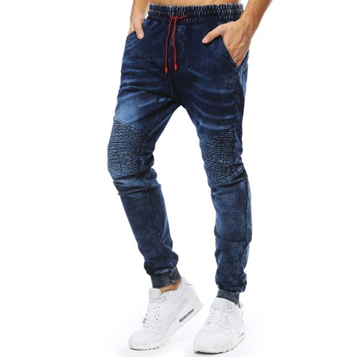 Spodnie męskie denim look joggery granatowe (ux2205) Dstreet  XL okazyjna cena  