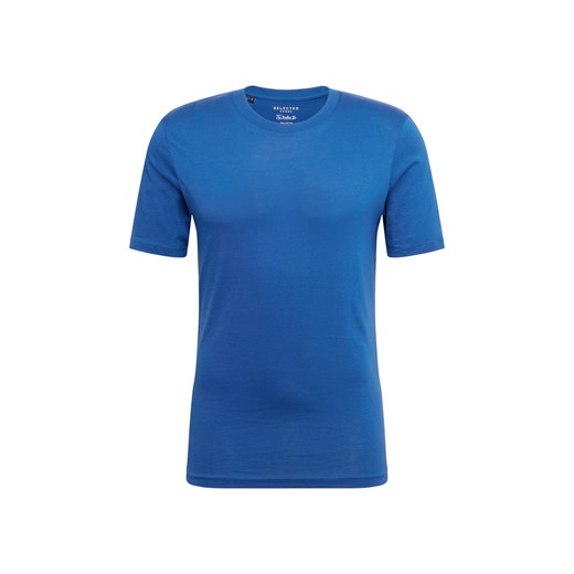 T-shirt męski Selected Homme casual niebieski z krótkim rękawem 