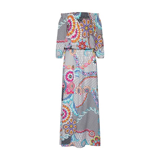 Sukienka Desigual na spacer z dekoltem typu hiszpanka maxi z odkrytymi ramionami 