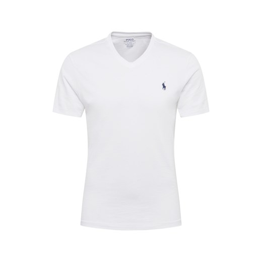 Biały t-shirt męski Polo Ralph Lauren z bawełny na lato bez wzorów 