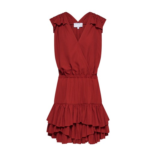 Sukienka czerwona Designers Remix gładka bez rękawów z dekoltem w literę v rozkloszowana mini 