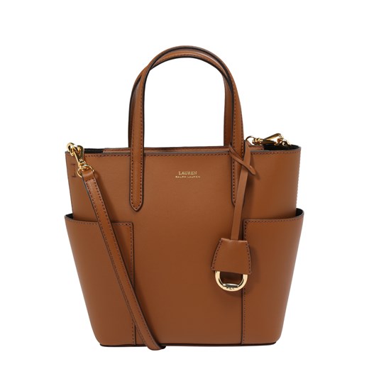 Shopper bag Ralph Lauren ze skóry mieszcząca a7 na ramię matowa elegancka z breloczkiem 