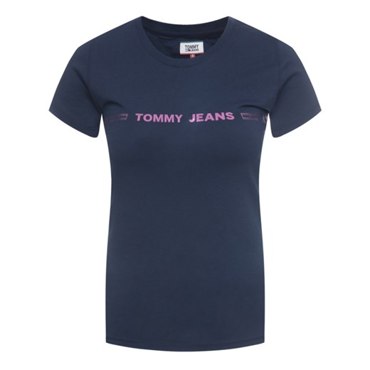 Bluzka damska granatowa Tommy Jeans z krótkim rękawem wiosenna 