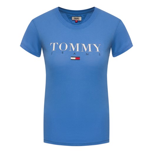 Bluzka damska Tommy Jeans niebieska z okrągłym dekoltem 