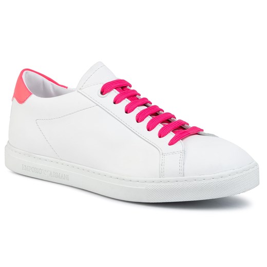 Sneakersy damskie Emporio Armani białe na platformie gładkie casual 