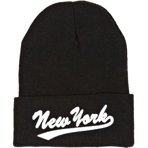 Black New York embroidery beanie hat  river-island czarny beanie