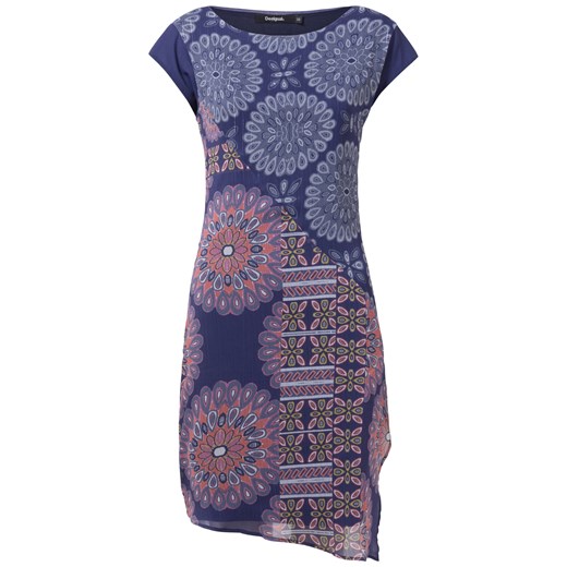 Sukienka Desigual luźna w abstrakcyjne wzory z okrągłym dekoltem z krótkimi rękawami oversize 